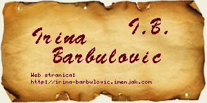 Irina Barbulović vizit kartica
